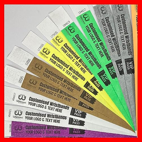Personalisierbar mit eigenem Logo und Text, 900 Stück, reißfest, wasserdicht, Tyvek-Armbänder für Kneipen, Partys, Clubs, Festivals, Events, Dekoration, hochwertig, 25 mm