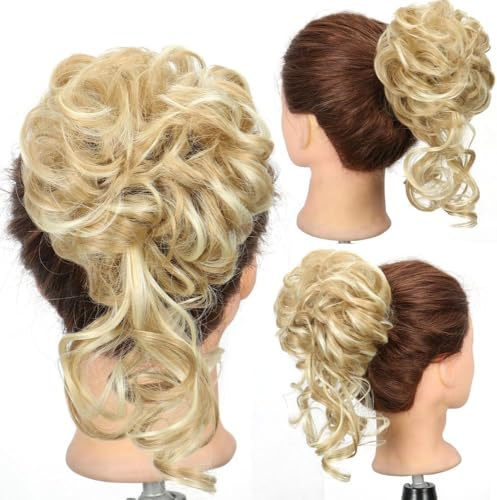 FDEETY Lockige Messy Bun Haarteil Dutt Haarverlängerung Haarknoten Haargummi Hochsteckfrisur Haarband Haarschmuck Natürlich Aussehend