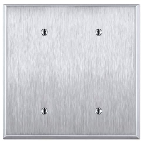 OVERSIZED 2 Gang Blank Stainless Steel Light Switch Cover - Jumbo Two Gang Blank (no holes) Metal Wall Plate, 430 Stainless Steel - Satin finish, UL Listed, Made in USA, 5.5 x 5.5 Inches