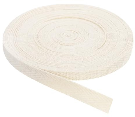 QUARKZMAN Schrägband, 1 Stück 11 Yard x 10mm - Baumwollstoffband, Rolle Schrägband für Kleidung, Accessoires, Taschen (Beige Weiß)