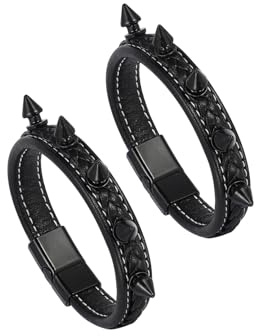 MILAKOO 2 Stück Nietenarmbänder Leder Punk Zubehör Gothic Grunge Armband für Unisex Kein Edelstein