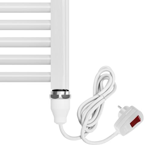 EMKE Heizstab für Badheizkörper 1200W, Heizpatrone mit Schalter für Heizkörper Handtuchheizkörper Elektrisch, Heizelement aus Edelstahl Weiß
