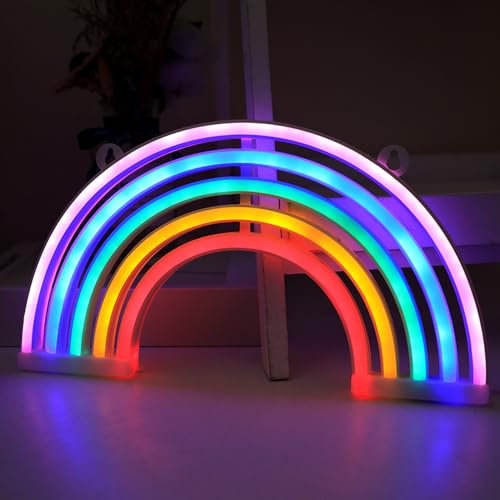 Foreverup Insegne al neon a LED arcobaleno, insegne al neon a LED arcobaleno, insegne al neon arcobaleno, luce notturna arcobaleno per camera da letto, camera dei bambini, regali per feste