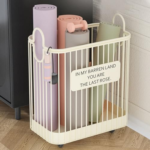 Home Gym Equipment Storage Rack Hanteln Kettlebells Gewicht Lagerung Halter Kleiner Metall-Hilfswagen Korb für Yoga-Matten, Schaumstoffrollen, Widerstandsbänder ( Color : White , Size : L-20*12.6*23IN