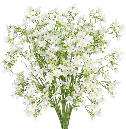 MEIVINES 8 Pièces Fleurs Artificielles Deco Soie Bouquets Fleur Artificielle à Longue Tige Plante Artificielle Exterieur UV Résistant Fausse Plante pour Mariage Parti Centres De Table Arrangement