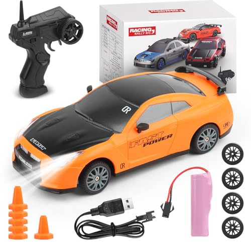 Mineup RC Drift Car, 1:24 Ferngesteuertes Auto, 30km/h 4WD RC Cars Spielzeug, 2,4Ghz Spielzeugauto mit Fernbedienung, Spielzeug Rennauto mit LED-Licht für Ab 5 6 7 8 + Jahre Kinder Erwachsene