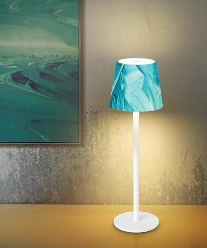 Faithorse Kabellos Tischlampe Aufladbar, Dimmbare LED Akku Tischleuchte IP54 wasserdichte Schreibtischlampe Touch Lampe mit 3 Farbmodi Wiederaufladbares Lampe, Akku Lampe für Schlafzimmer (Grün Weiß)