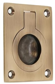 Infinity Decor Solid Brass Flush Ring Pull Handle Hatch 50mm x 37mm Antique Brass Recessed Furniture Pull Ideal for Doors, Windows, Wardrobe, Cabinet