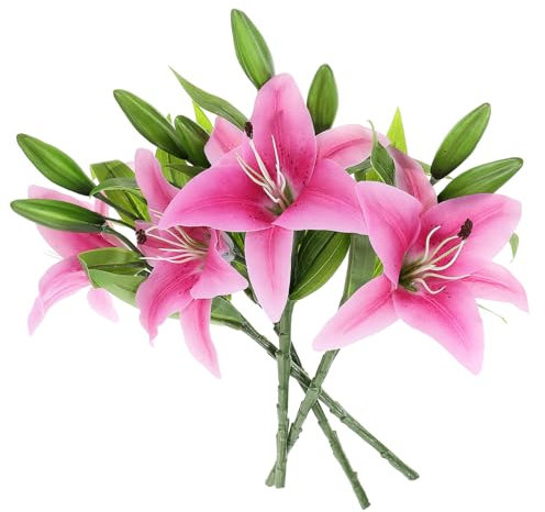 Amosfun Bouquet Di Gigli Artificiali Fiori Di Giglio Realistici Per Banchetti in Casa Fotografia Vivida