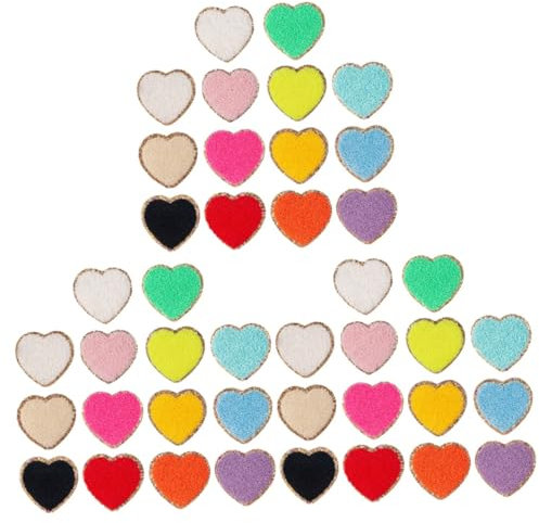 SHINEOFI 42 Stk abriebfeste Fellflecken bastelbedarf hutschachtel Verschleißfeste Patches hatset Herz-Pailletten-Patches Herz Patch zum Aufnähen abriebfeste Hutaufnäher Mantelflicken Stoff