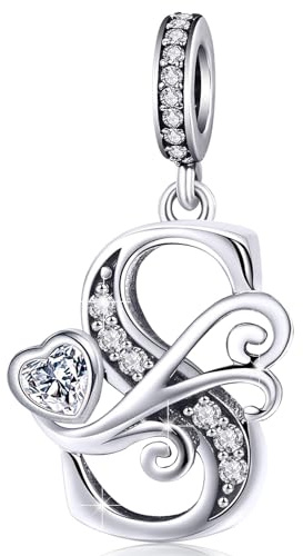 S925 Sterling Silver Letter Charm Fit for Pandora Charms Bracelet Alphabet Initial Dangle Charms Jewelry Gifts for Women S