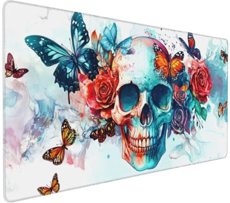 Large Mouse Pad 900x400x4mm Skeleton Gaming Mouse Mat Butterfly XL Mousepad Anti-Fray Stitched Edges with Non-Slip Rubber Base,Ergonomic Mouse Pad Extended Desk Mat, Home Office Accessories PC,Laptop
