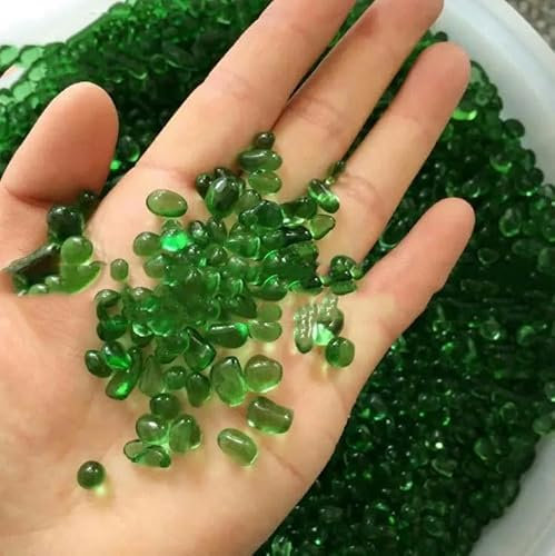 50g Blu Verde Rosso Ghiaia di Vetro Pietra Smaltata Colorata Roccia Acquario Decorazione Acquario Pietre e Cristalli-Verde