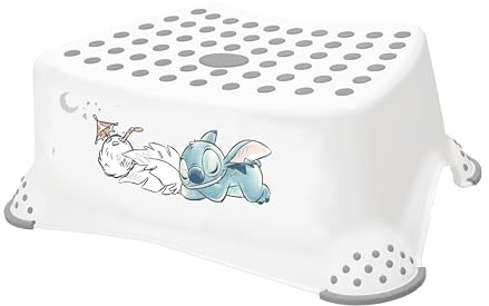 keeeper Taburete de Escalón Stitch, Desde 3 a 14 Años, Antideslizante, Tomek, Blanco
