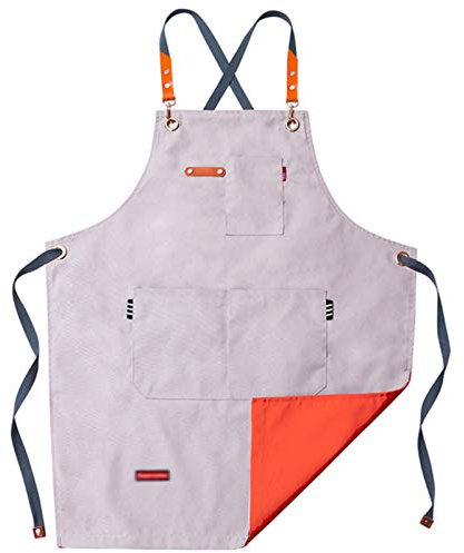 BFNDSSEOU Arbeit Schürze Werkzeug Schürze Schürzen for Männer, Tischlerschürze, Werkstatt-Werkzeugschürze, robuste Arbeitsschürze aus gewachstem Canvas, Schweißschürze, Arbeitsschürze(White)