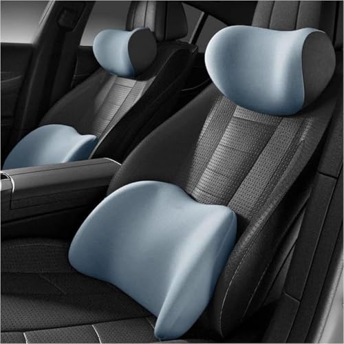 Lendenwirbelkissen und Nackenkissen Auto, Memory Foam Lordosenstütze Auto, Ergonomische Lendenkissen und Kopfstütze, RüCkenlehne um RüCkenstüTzkissen zu Lindern für Autositze, BüRostuhl, Rollstuhl