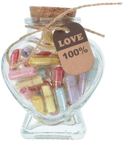 Vaguelly Bouteille Décorative En Verre Miniature De Cœur Capsule Pour Notes Et Messages Secrets, Présent Sensoriel Pour Saint-valentin, Anniversaire, Amitié Et Bricolage
