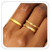 Aidenn 3 Stück Ring Gold 925 Damen Ringe Frauen Cubic Zirkonia Verlobungsring Damen Verstellbare Statement Ring Damen Stapelbare Daumenring Fingerring Set Schmuck