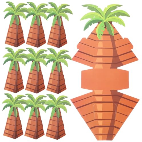 SOLUSTRE 10piezas Cajas de Palmera para Dulces Contenedor de Fiesta Temática de Verano Caja de Embalaje para Dulces para Recuerdos de Fiestas Hawaianas