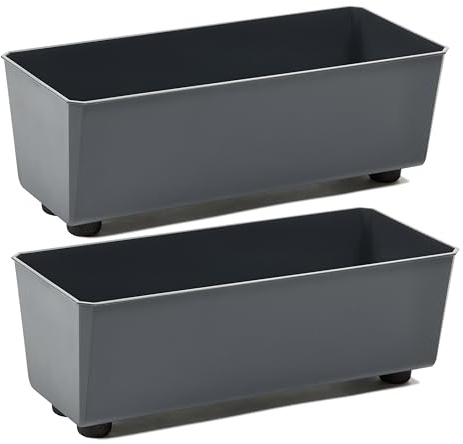 Tymar Blumentopf rechteckig innen, Blumenkasten mit füßen, Pflanzkübel, Kräuterkasten, 2 Stück_SAGA ((2pack) Anthrazit, 28,5x17cm)