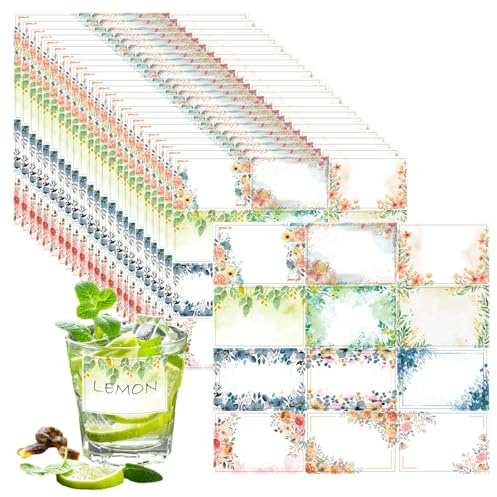 240 StüCk Etiketten Selbstklebend Blumen Etiketten MarmeladengläSer Wasserfest Und öLbestäNdig Gefrieretiketten Zum Beschriften FüR Gefrierbeutel, MarmeladengläSer Und VorratsgläSer, 40 X 60 Mm