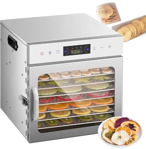 Deshidratador de Alimentos de Acero Inoxidable de 8/12/18 Capas con Ajuste de Temperatura de 30 a 90 °C, máx. 24 h, para Verduras, Carnes y Hierbas, 18 Capas.