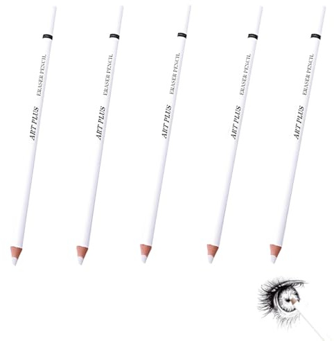 YAZWUR 5 PCS Erasable Eraser Pens for Artists and Sketching, Art Supplies Kneaded Erasers and Drawing Highlights