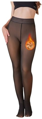 DACONGMING Collant Polaire Femme Effet Transparent Hiver Collant Femme Thermique Legging Chaud Élasticité Taille Haute Fleece Tights Collants Thermiques Slim Mode Leggings Chaleureux (Beige, S)