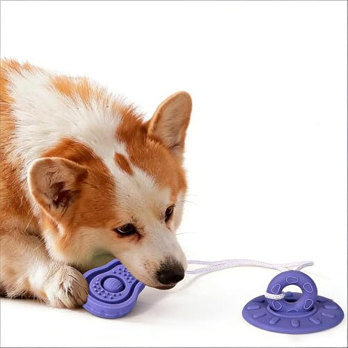 Dog Chew Toy for Aggressive Chewers, Indestructible silicone Chew Toy with Suction Cup, Puppy Teething Toys for Dental Health, Food Dispensing Interactivefor