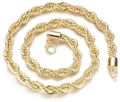 Bling King London Gold Twisted Rope Chain, 12mm Thick, 30-Inch Long, 250g – PVD Gold Plated