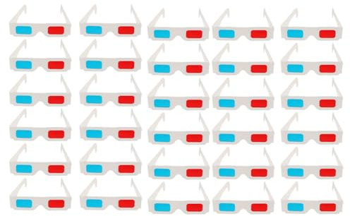 ASAKKURA Occhiali 3d Usa e Getta in Cartone Bianco Lenti Rosse e Blu, 30 Pezzi Monouso per Cinema, Giochi e Video 3d, Adatti per Adulti, Leggeri e Portatili per Viaggi e Campeggio