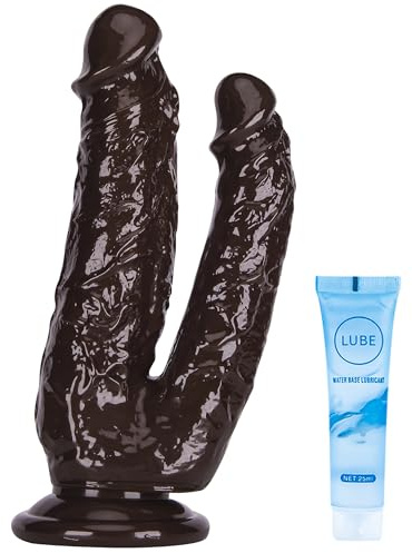 8.07Inch Double Ended Realistic Dildo for Beginners with Suction Cup Base for Hands-Free Play, Clear Anal Dildo for Clitoral G-spot and Anal Play Sex Toy
