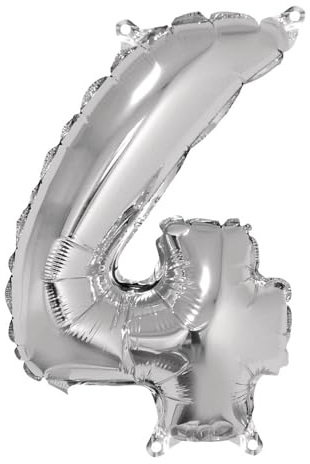 Rayher Ballon gonflable chiffre 4 p. anniversaire 40cm 1pce argenté, 87036606