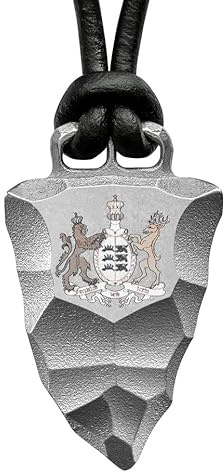 Element of Gods Württemberg Kette & Halskette für Herren – Titan Faustkeil Anhänger mit württembergischem Wappen & Lederkette – Traditioneller & Massiver Schmuck, Geschenk für Männer (Men Necklace)