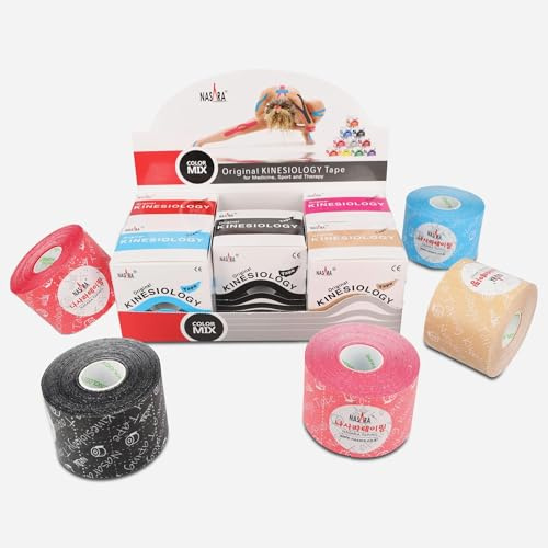 Nasara Original Kinesiologisches Physio Sport Tape: 5er Box mit 5 Tapes für Sport und Medizin inkl. gratis Videoanleitungen, Rollengröße 5cm x 5m
