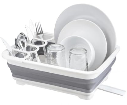 Homeshopa Collapsible Drainer Dish Rack, Dish And Kitchen Utensil Drainer Dinnerware Basket For Kitchen, Portable Foldable Dish Drainer Cutlery Holder Drying Rack