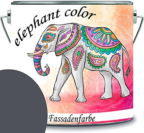 elephant color hochwertige Fassadenfarbe auf Silikonharz Sockelfarbe Betonfarbe (10 L, RAL 7015 - Schiefergrau)