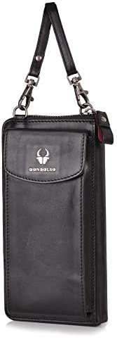 DONBOLSO® Handy Umhängetasche Porto | Kleine Handytasche für Damen | Stilvolle Handytasche mit Geldbörse zum Umhängen | Crossbody Bag Damen in schwarz