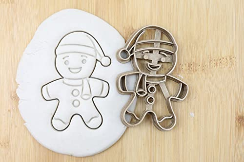 Gingerman/Lebkuchenmann mit Weihnachtsmütze Cookie Cutter Fondant Keksstempel/Ausstechform Keksausstecher Plätzchen Weihnachten ca. 8cm