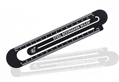 Règle marque-page multifonction en métal - Outil de mesure (noir, 15 cm)