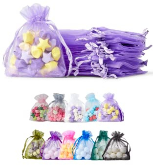 Soul Projekt [25 unidades] Bolsas de regalo de organza, para regalos, joyas, cumpleaños, bolsas de fiesta. Bolsas de organza para todas las ocasiones. Morado Claro Organza Bags Light Purple 7x9 x25