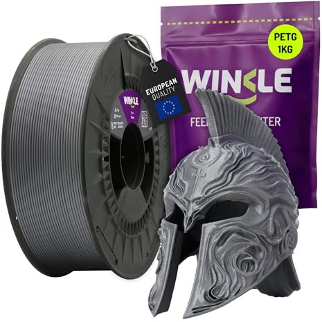 WINKLE Filamento PETG Plata 1.75m 1kg, Filamento Impresora 3D
