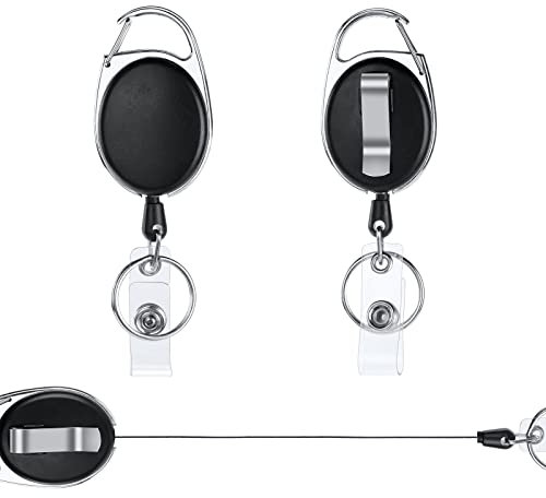 Vicloon Schlüsselanhänger Ausweishalter, 2 Stück Einziehbarer Ausweishalter Schlüsselrolle, Schlüsselband Ausziehbar, Ausweis JoJo mit Schlüsselring für Schlüssel, Kartenhalter und Gürtelclip
