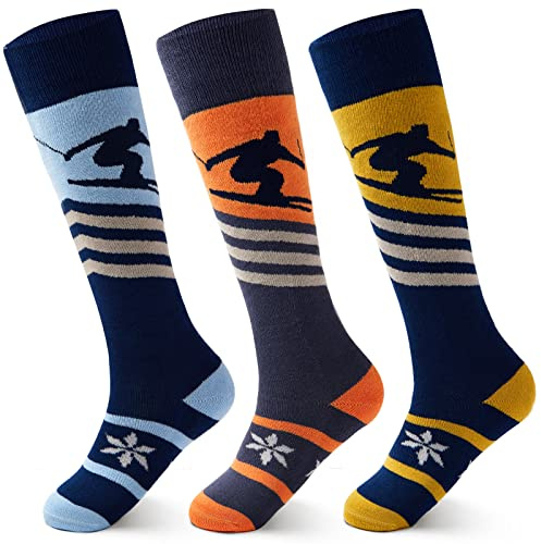 Aisyee Boys Ski Socks Kids Winter Warm Long Cozy Thermal Socks Size 11-13 Age 8-10 Years
