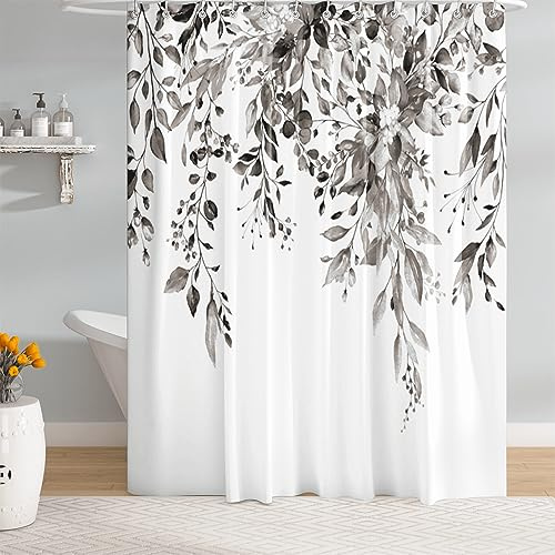 M&W DAS DESIGN Duschvorhang vielfältiger Pflanzendekor Blumen Blätter Knospen Entspannung Pflanzenmuster gemütliches Badeerlebnis Hochwertiges Badezimmeraccessoire Textilvorhang 100% wasserdicht