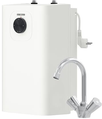 Neueste Generation: STIEBEL ELTRON Kleinspeicher SNU 5 Plus mit Küchenarmatur WST-W, sehr kompakt, antitropf-, thermostop-Funktion, Untertischboiler 5 Liter Niederdruck mit Stecker, 2 kW, 204974