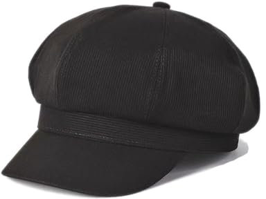 MUYAN Schirmmütze Damen Ballonmütze Barett Winter Mütze Schiebermütze, Gatsby Newsboy Cap Bakerboy Hat (B- Schwarz)
