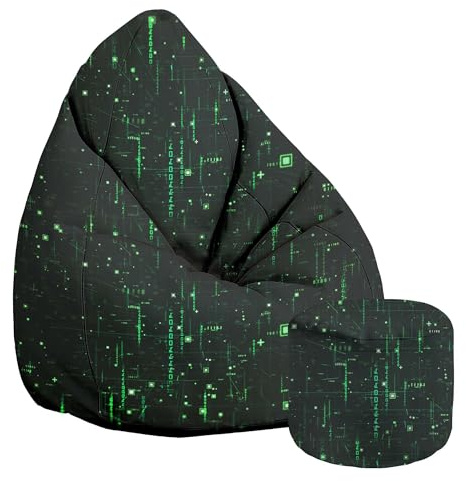 DreamRoots Sitzsack Erwachsene Velvet Samt, Cyberpunk | Bean Bag 80x80x120 cm, Samt Stoff 300 g/m², mit Lehne, Hocker & Bezug, Sitzkissen Boden, mit Füllung