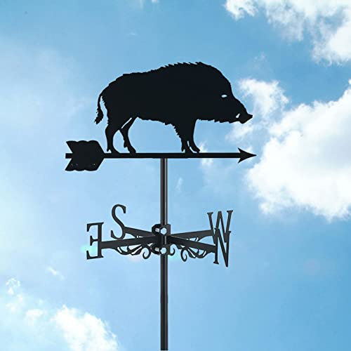 Wetterfahne Tiere Schwein Metall Windfahne Wetterhahn Richtungsanzeiger Für Außen Dachmontage Bauernhof Garten Gazebo Dekorationen Einfacher Gebrauch, Wild Pig