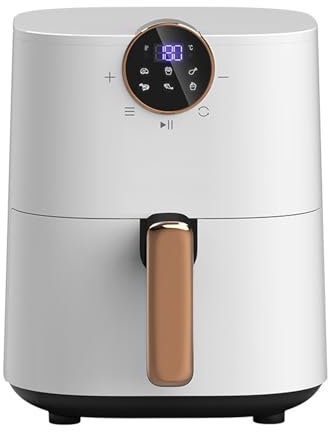 BNEI 4.5 Litre Air Fryer for Home Use, 1300w/LCD Display/Non-stick Frying /60 Minute Timer/80~200 Degree Celsius Temperature Adjustment, 25 * 35.4 * 31cm (White)